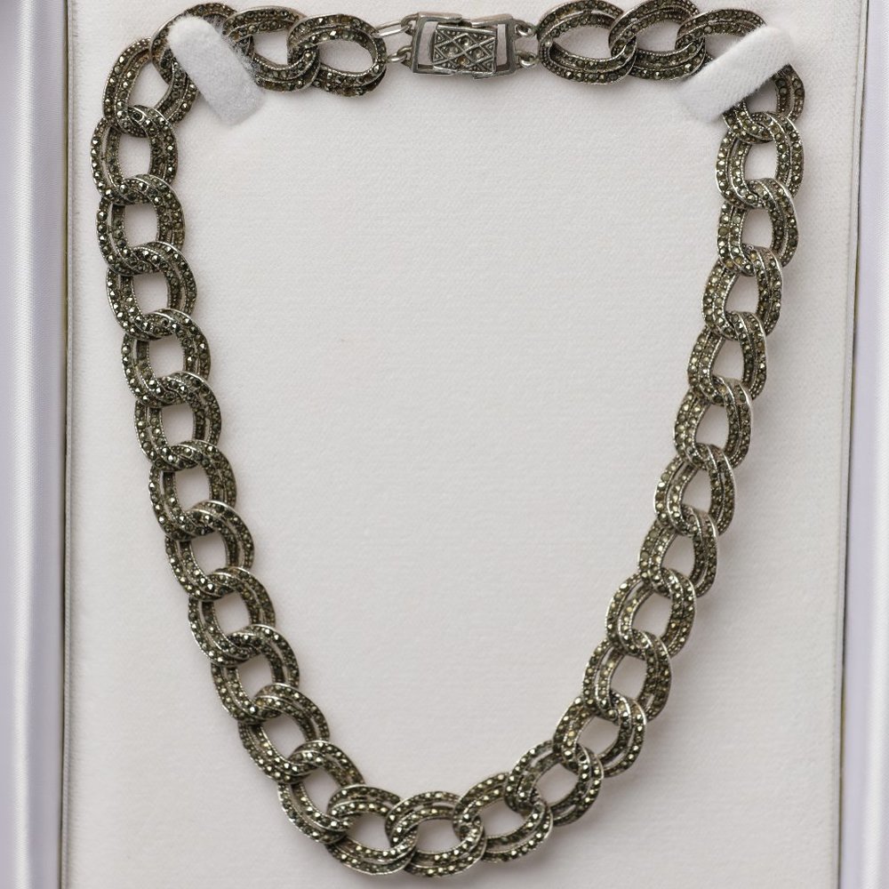 A Vintage Silver and Marcasite set consisting of matching Necklace & Bracelet
